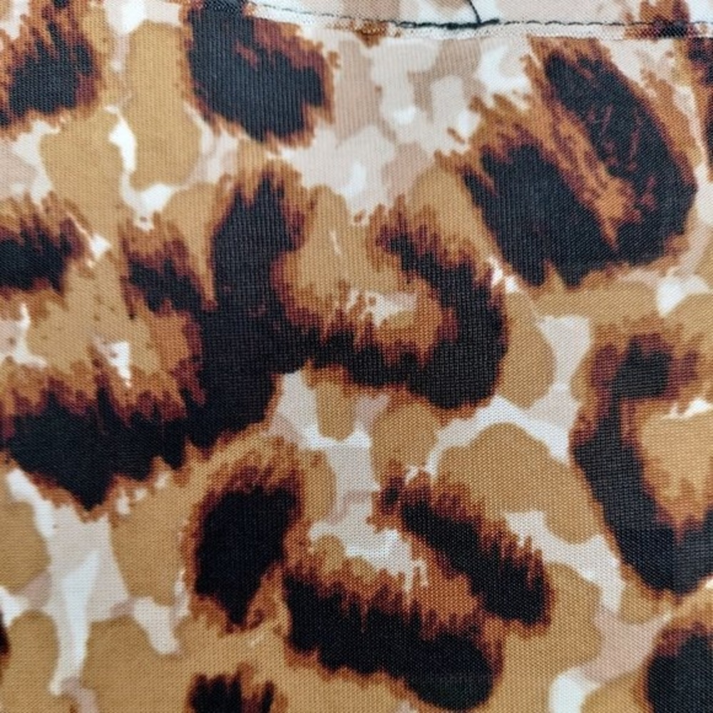 Cocomo Plus Size 2X Black Tan Animal Print Pintuck Short Flutter Sleeve Top - Picture 5 of 7